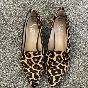 Franco Sarto pointed flat leopard loafer